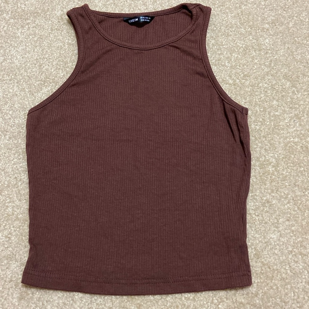Shein brown ribbed tank top